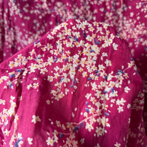 Anthropologie Papinelle Cheri Blossom Full Length Pajama Set Size L Silk Blend - Picture 7 of 16